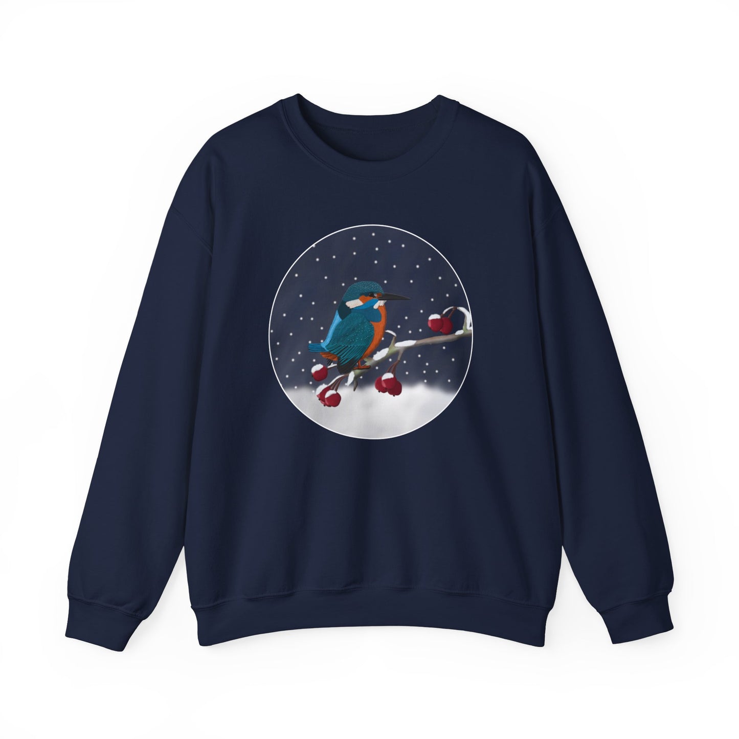 Kingfisher on a Winter Branch Birdwatcher Christmas Bird Sweatshirt