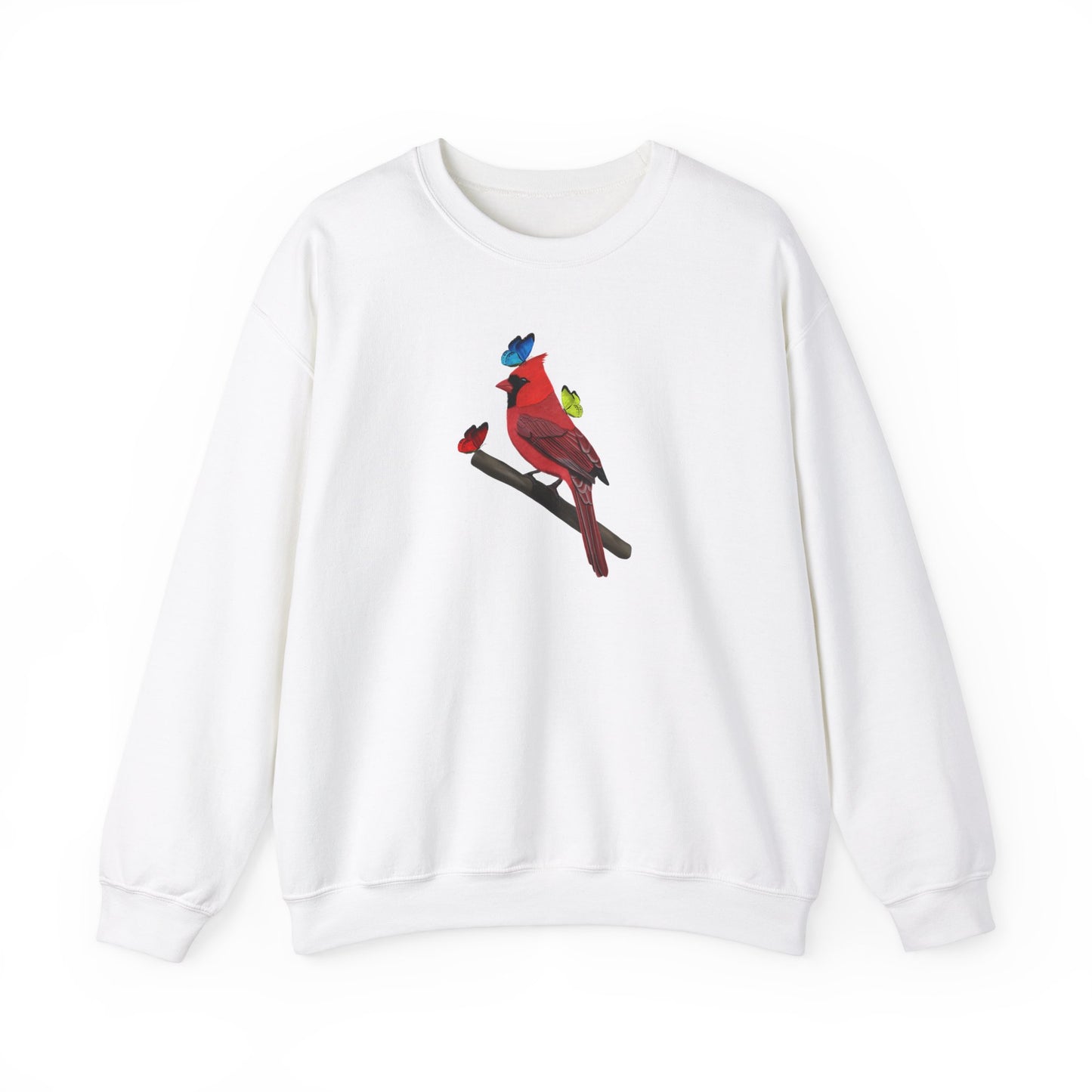 Cardinal with Butterflies Bird Birding & Birdwatching Sweatshirt