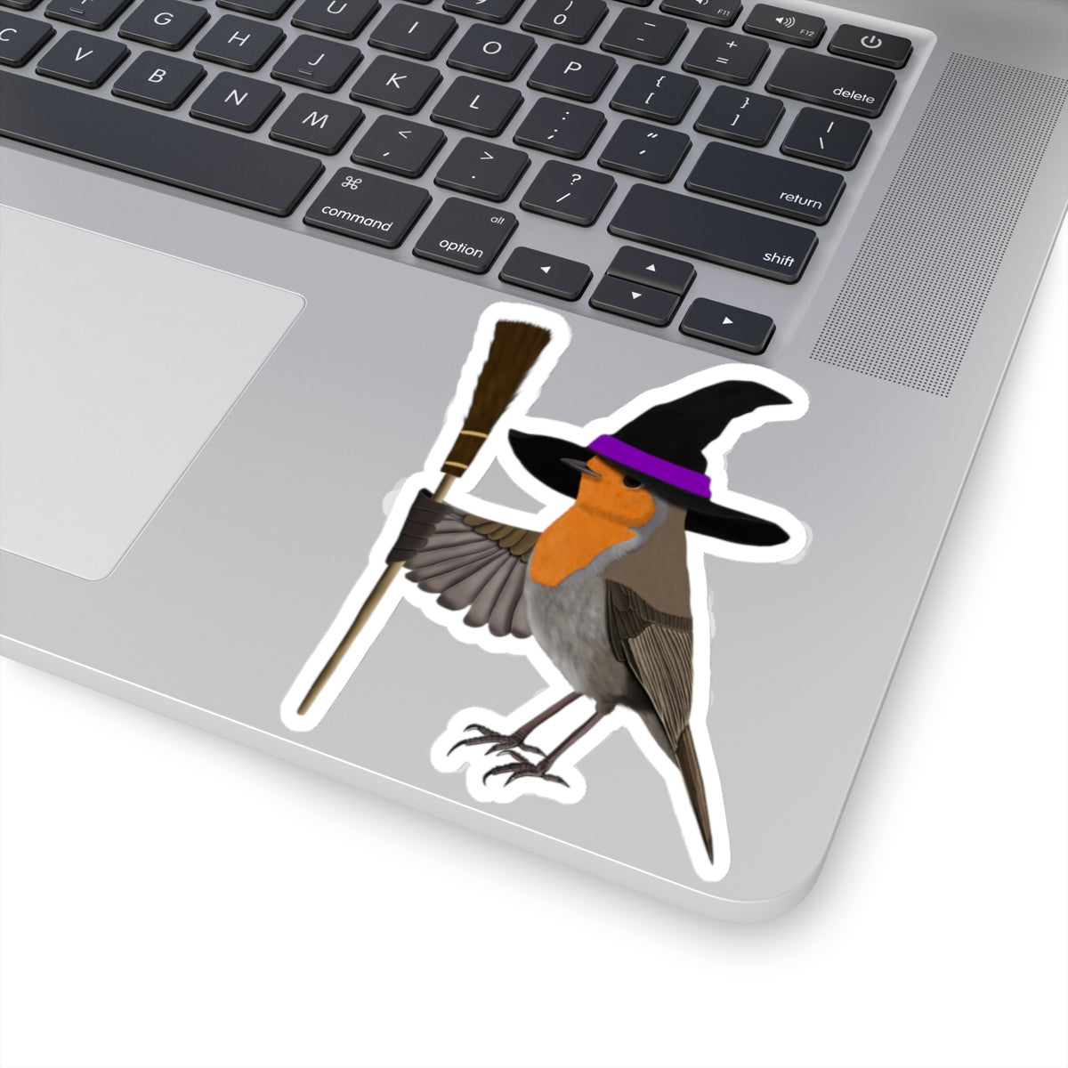 Robin Halloween Witch Hat Bird Sticker