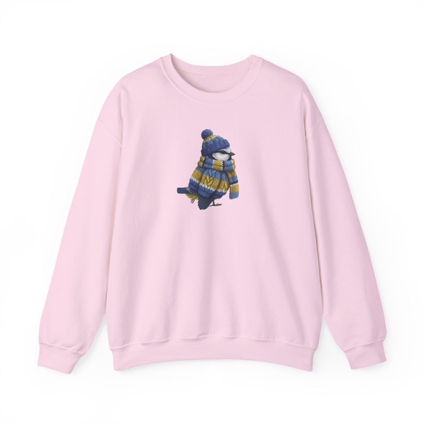 Blue Titmouse Winter Sweatshirt | Bird Watcher Crewneck | Unisex Songbirds Wearing Knit Gift for Bird Lovers