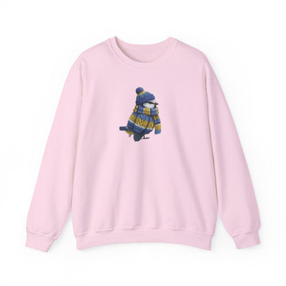 Blue Titmouse Winter Sweatshirt | Bird Watcher Crewneck | Unisex Songbirds Wearing Knit Gift for Bird Lovers