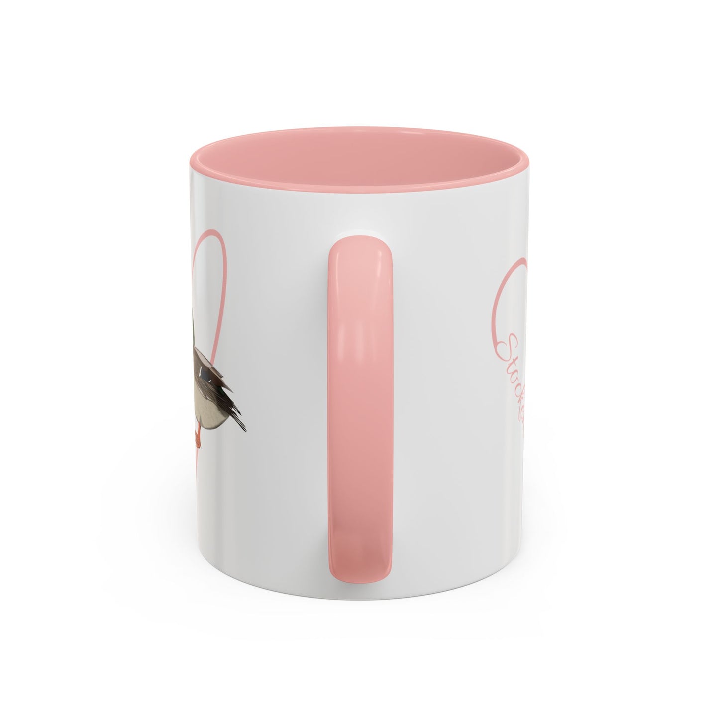 Stockente mit Herz Singvogel Vogel Tasse Weiß Rosa