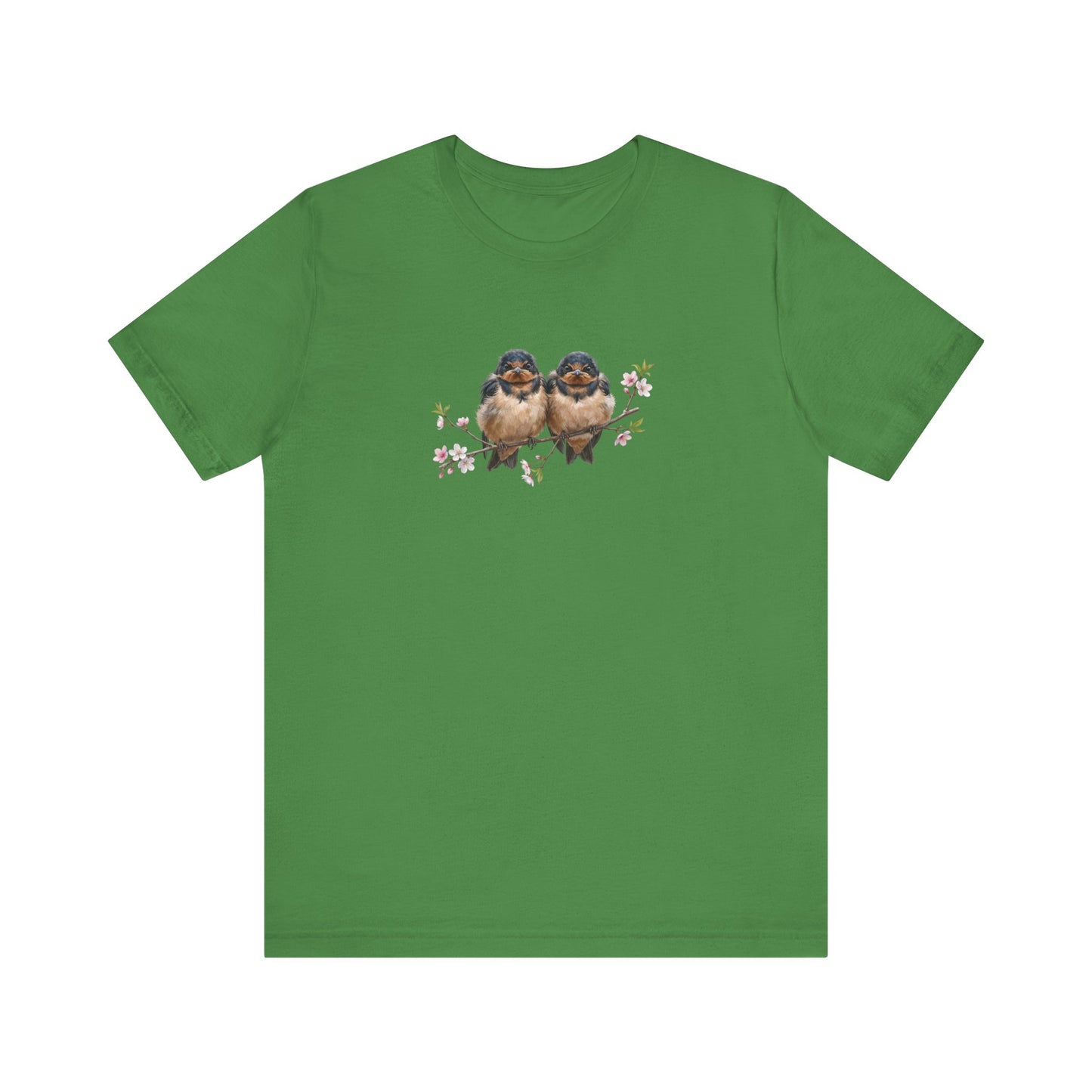 Barn Swallow Fledgling T-Shirt | Spring Blossoms Unisex Graphic Tee for Bird Watchers