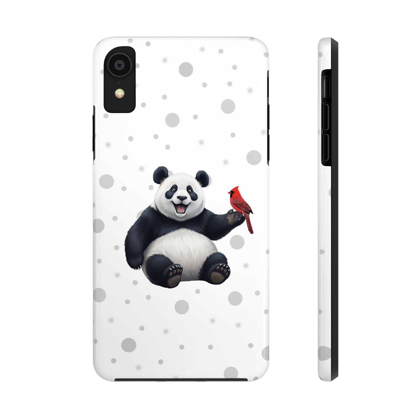 Cute Panda Bear with a Cardinal Animal iPhone Case - Dual-Layer PC/TPU Protective Cover for iPhone