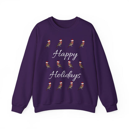 Northern Flicker as Santa with Hat and Scarf Happy Holidays Birdwatcher Christmas Bird Sweatshirt