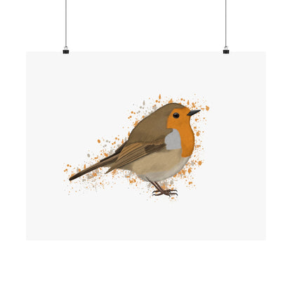 European Robin Bird Artwork Matte Poster