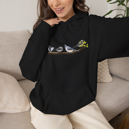 Birds on a Branch Hoodie Nuthatch Tufted Titmouse Chickadee Bird Lover & Bird Watcher