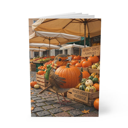 Premium Notizbuch A5 Rosi Rotkehlchen & der riesen Kürbis | Liniert | Lustiges Geschenk für Vogelfreunde