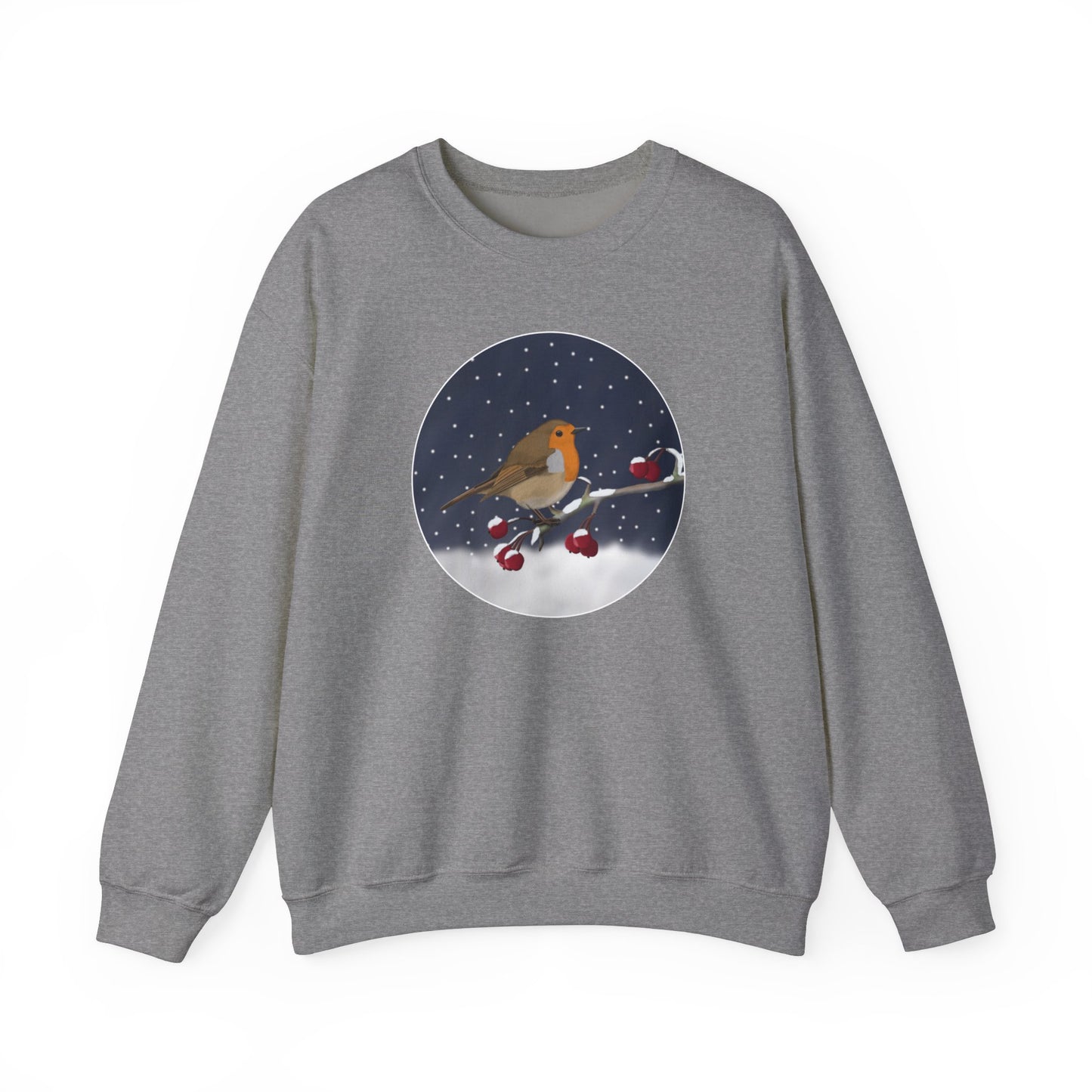 Robin on a Winter Branch Christmas Bird Sweatshirt