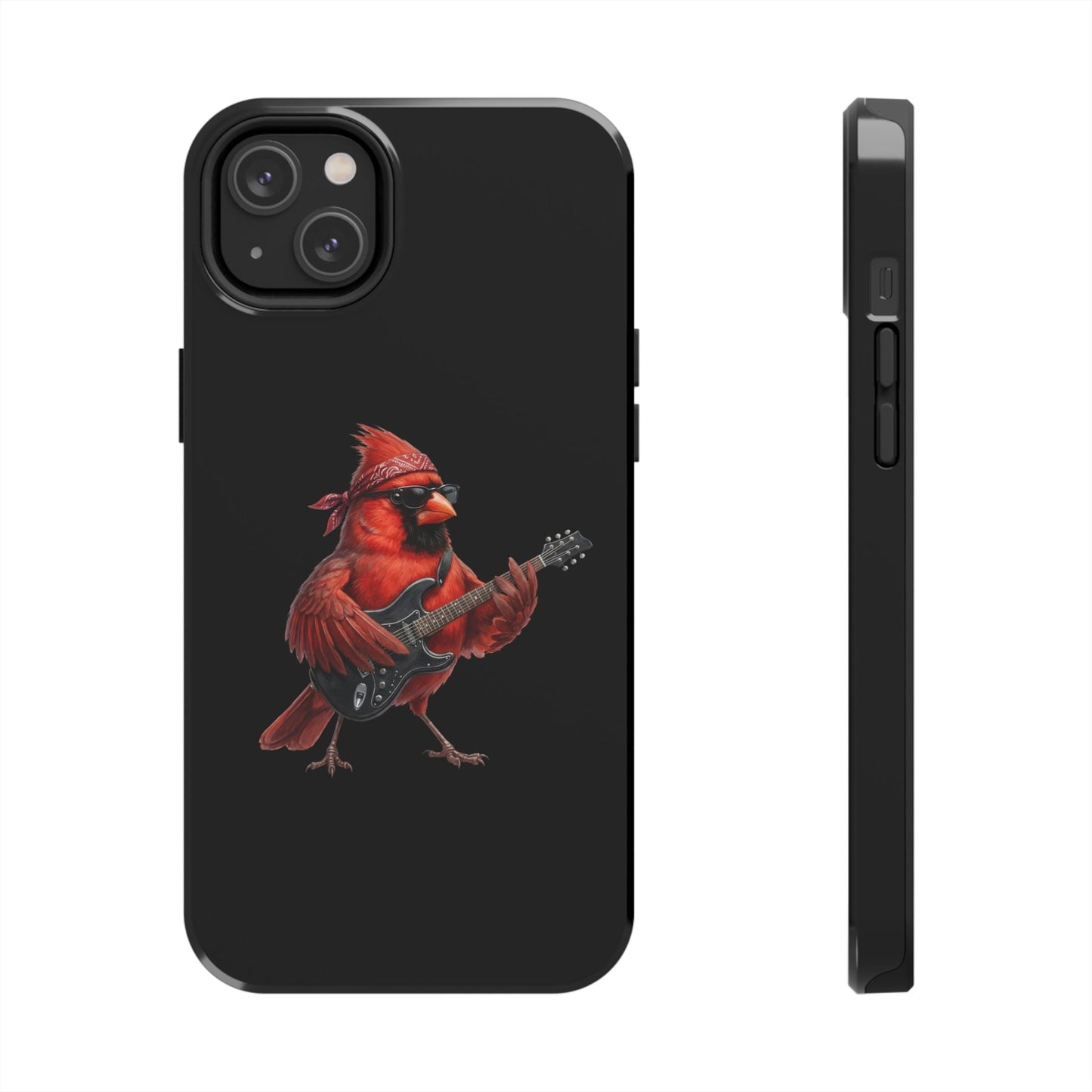 Cardinal with Guitar iPhone Case – Premium Tough Phone Cover Black