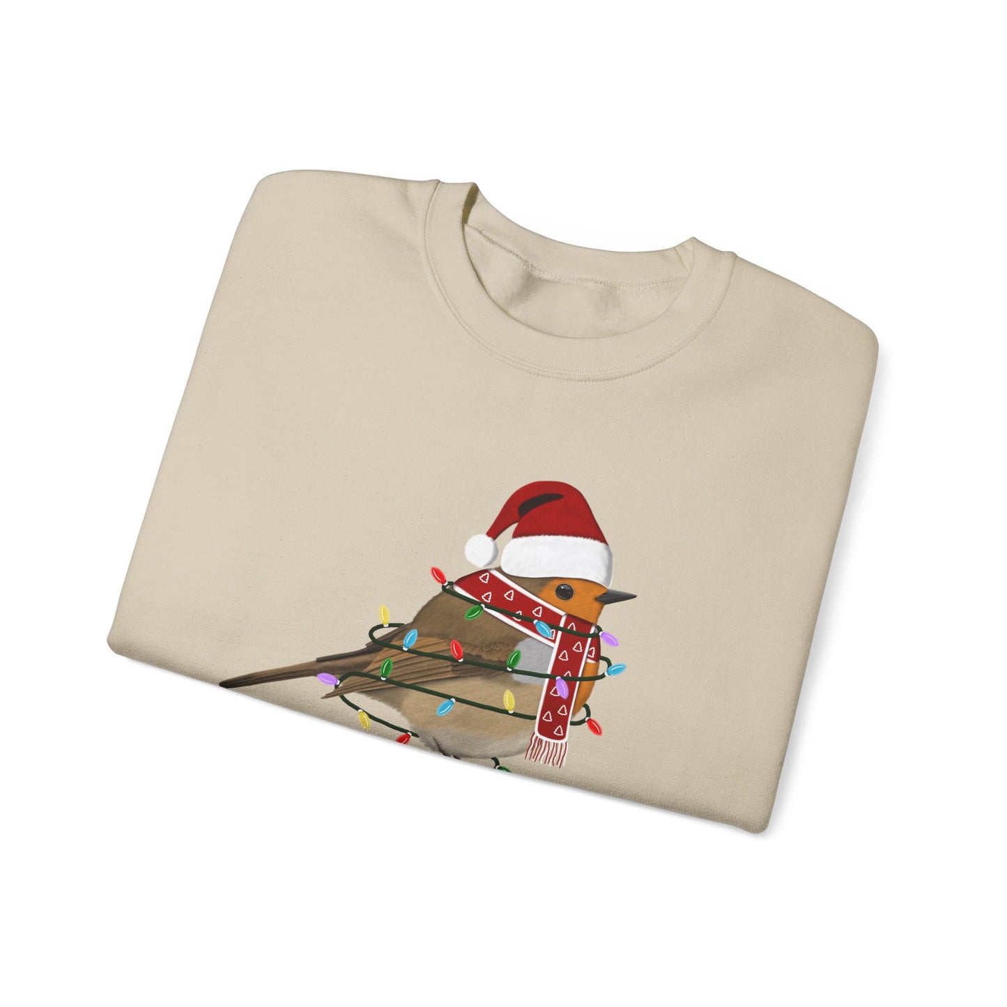 European Robin with Fairy Lights Santa Claus Christmas Bird Sweatshirt