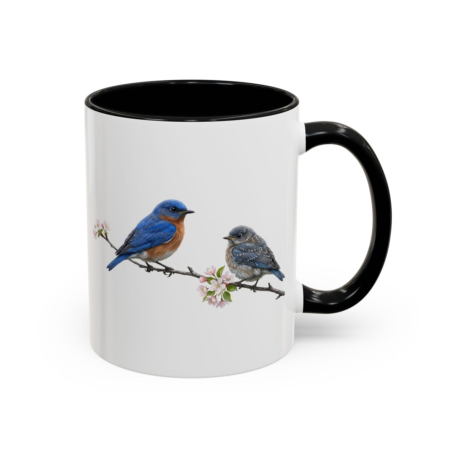 Eastern Bluebird & Fledgling Two-Tone Mug | Spring Bird Lover Gift