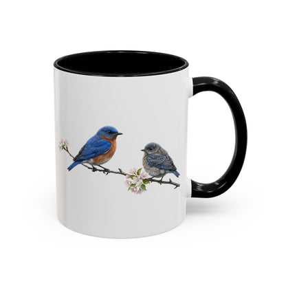 Eastern Bluebird & Fledgling Two-Tone Mug | Spring Bird Lover Gift