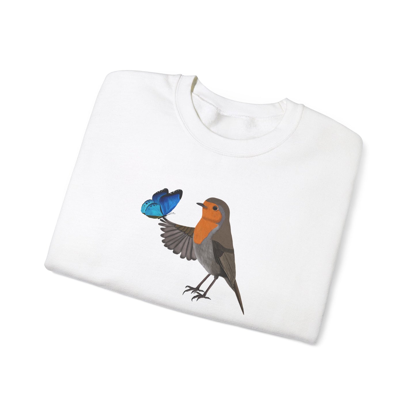 Robin with Butterfly Bird Birding & Birdwatching Sweatshirt