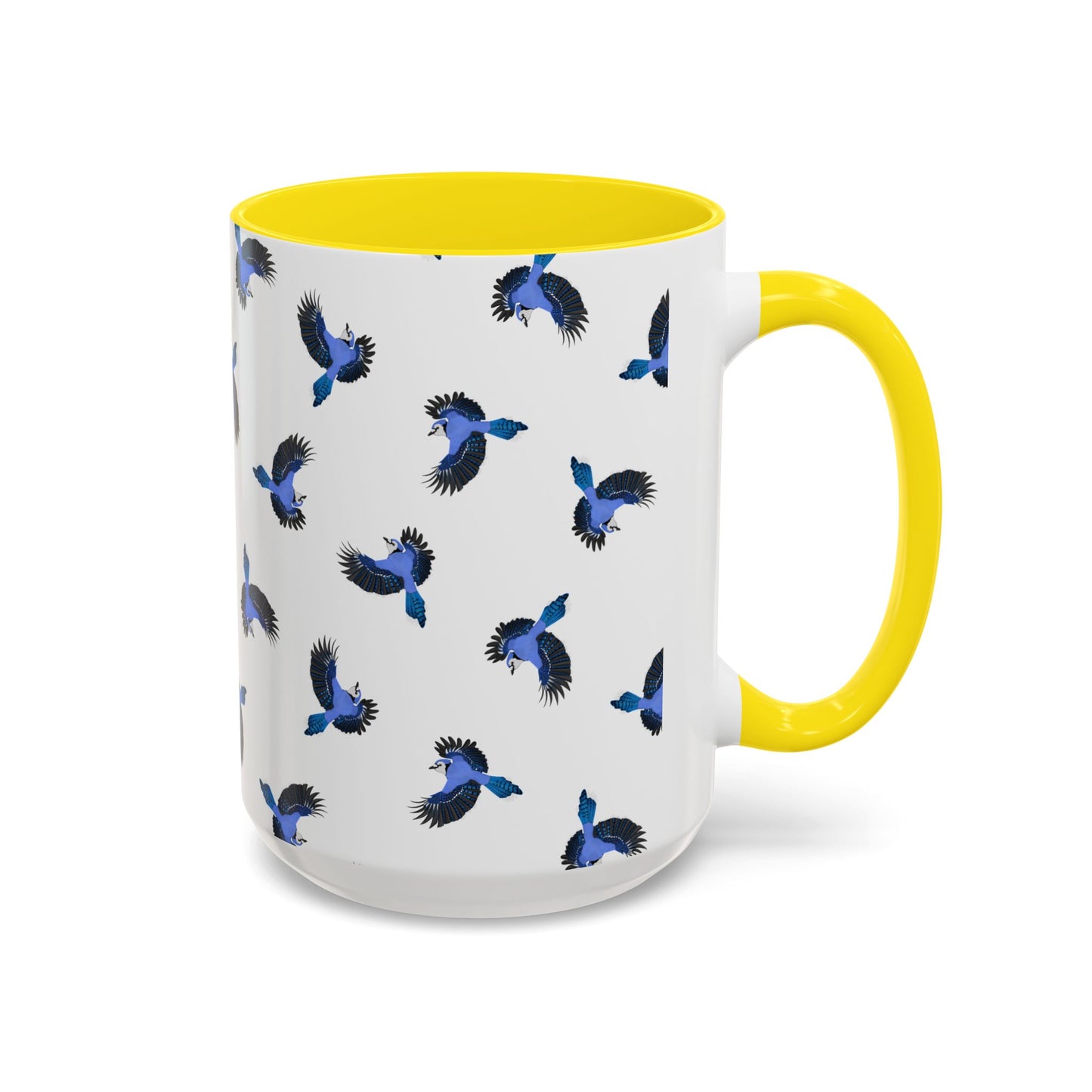 Blue Jay All-Over Pattern Accent Mug | Colorful Bird Lover Gift for Birdwatchers
