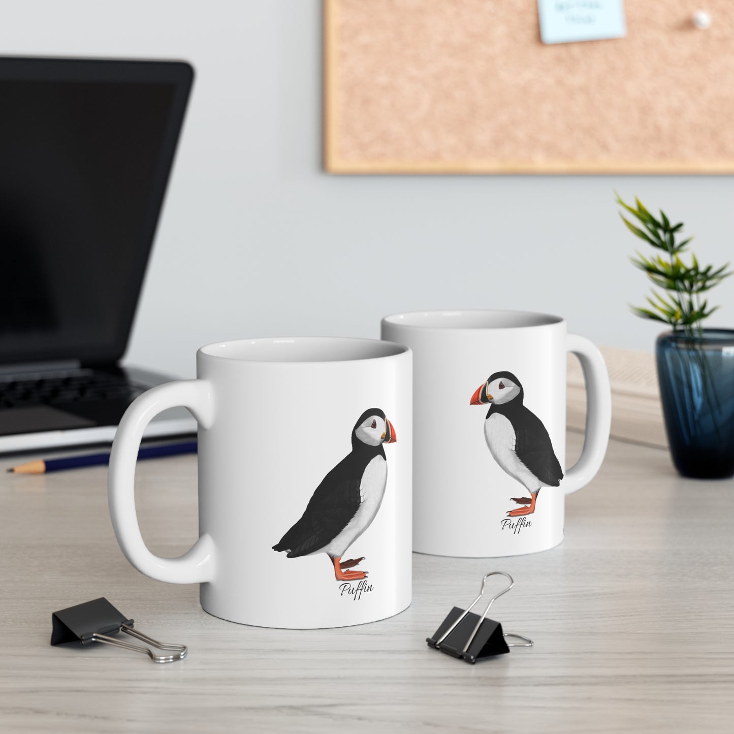 Puffin Bird Ceramic Mug Birdwatcher White