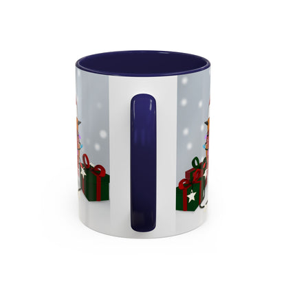 European Robin with Christmas Hat and Scarf Snow Bird Coffee Mug