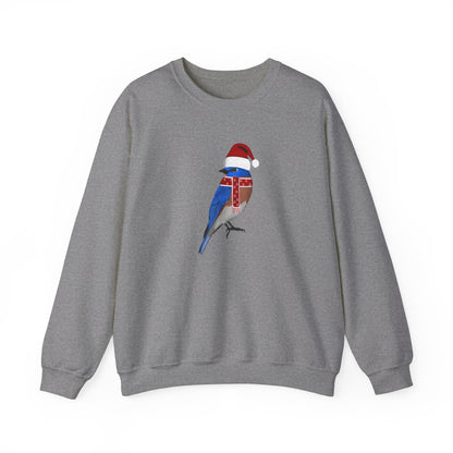 Bluebird with Christmas Hat Bird Birdwatcher Sweatshirt