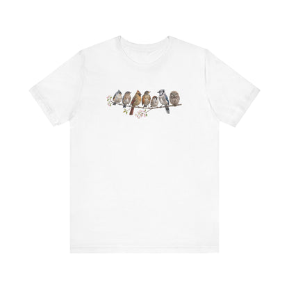 Bluebird Cardinal Blue Jay Robin | 7 Little Fledglings T-Shirt | Cute Baby Birds Graphic Tee