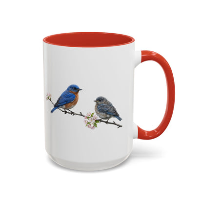 Eastern Bluebird & Fledgling Two-Tone Mug | Spring Bird Lover Gift