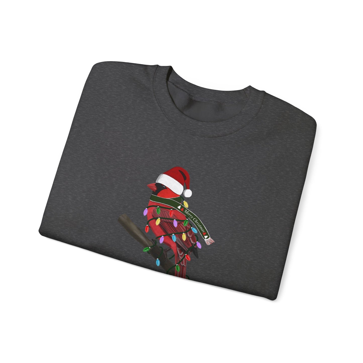 Cardinal with Fairy Lights Santa Claus Christmas Bird Sweatshirt