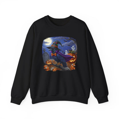 Black Raven Halloween Bird Sweatshirt - Spooky Halloween Costume for Bird Lovers