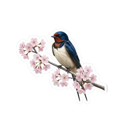 Barn Swallow Stickers – Cherry Blossom Sticker | Glossy Floral Bird Decal Spring Laptop