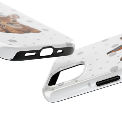 Cute Fawn with American Robin Animal iPhone Case - Dual-Layer PC/TPU Protective Cover for iPhone
