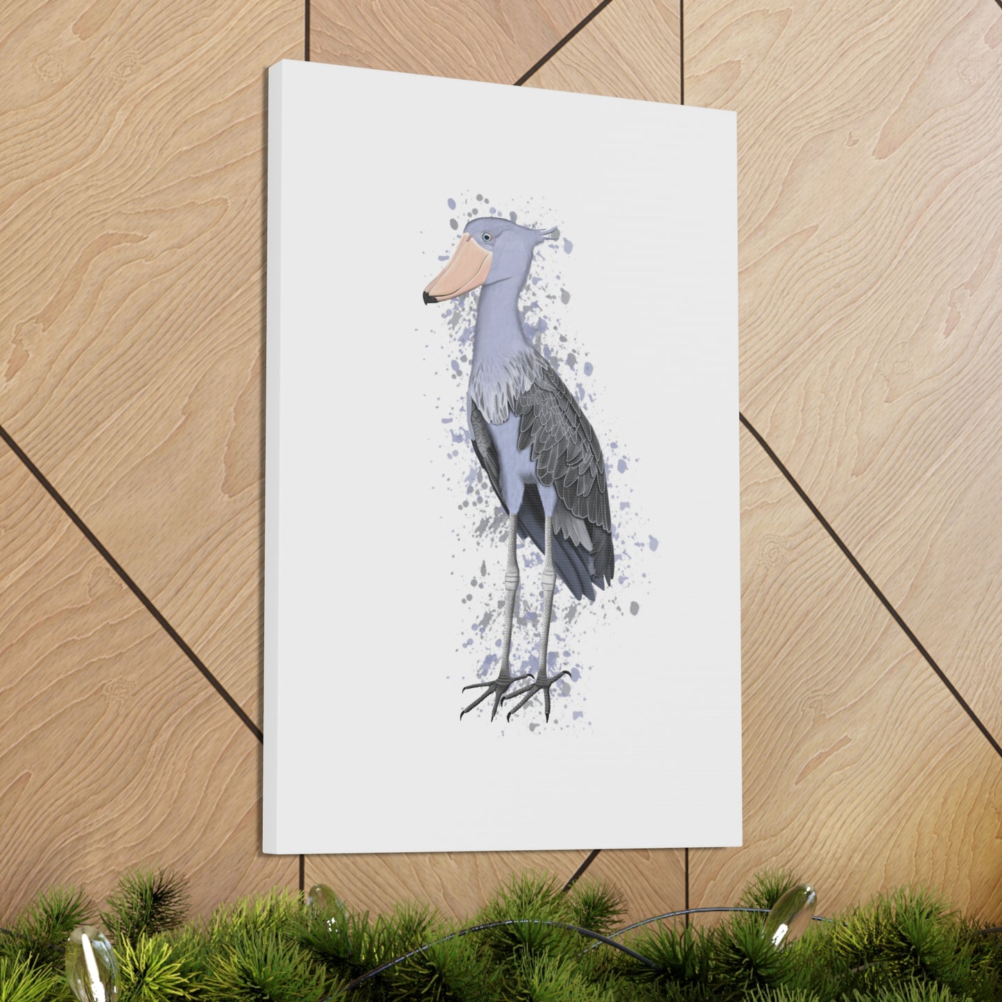 Shoebill Bird Canvas Gallery Wrap White - jz.birds