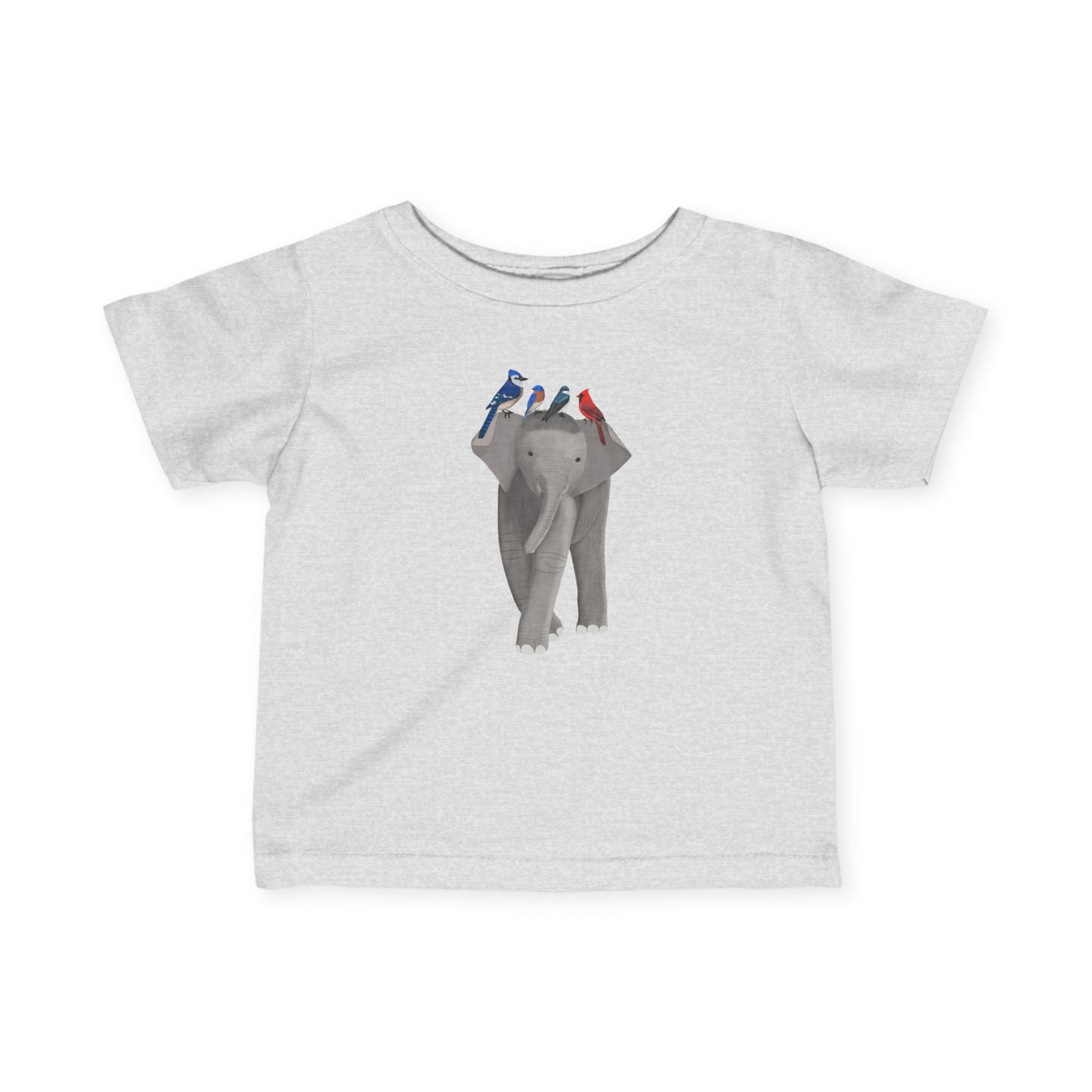 Elephant with Blue Jay Bluebird Caridnal Tree Swallow Bird Baby & Toddler T-Shirt