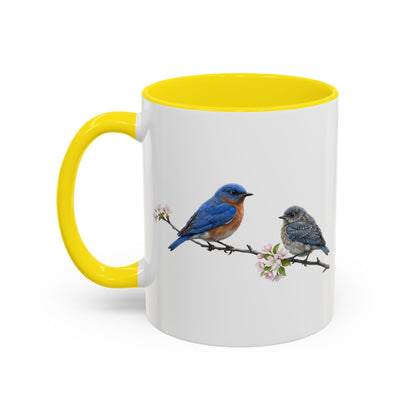 Eastern Bluebird & Fledgling Two-Tone Mug | Spring Bird Lover Gift