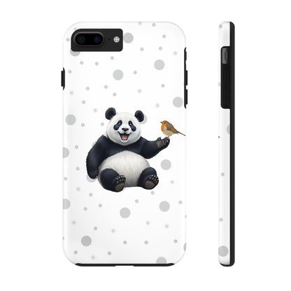 Cute Panda Bear with European Robin Animal iPhone Case - Dual-Layer PC/TPU Protective Cover for iPhone