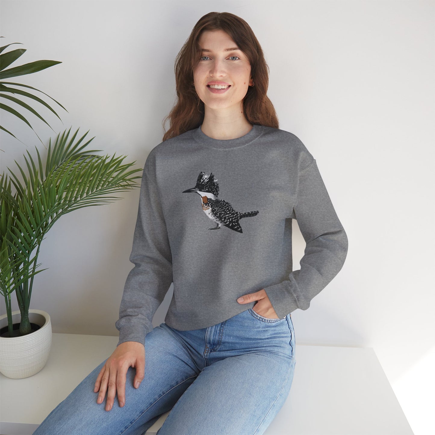 Crested Kingfisher Bird Watcher Biologist Crewneck Sweatshirt