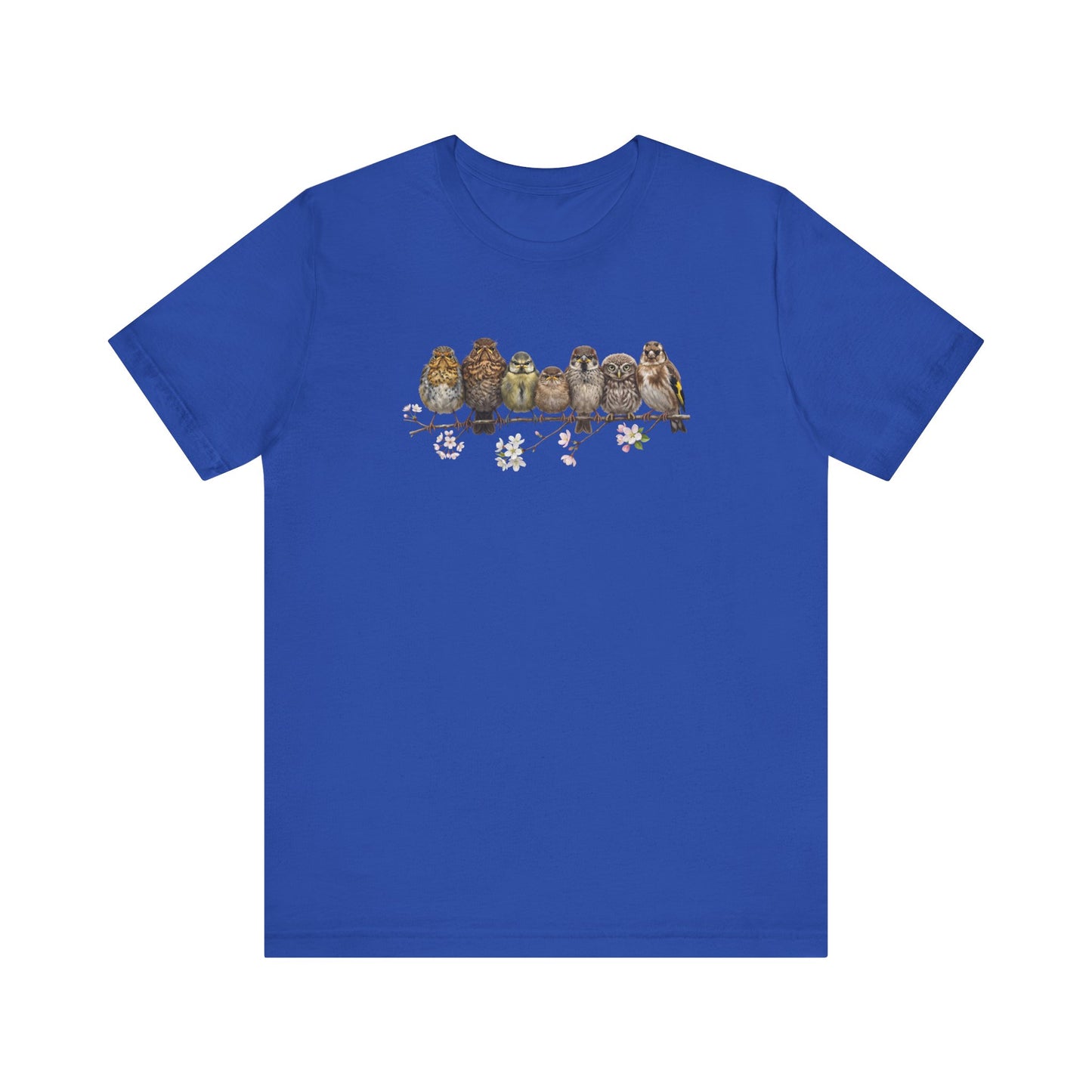 Rotkehlchen Amsel Blaumeise Jungvogel Premium T-Shirt | Frühlingsblüten Vogelmotiv für Vogelbeobachter