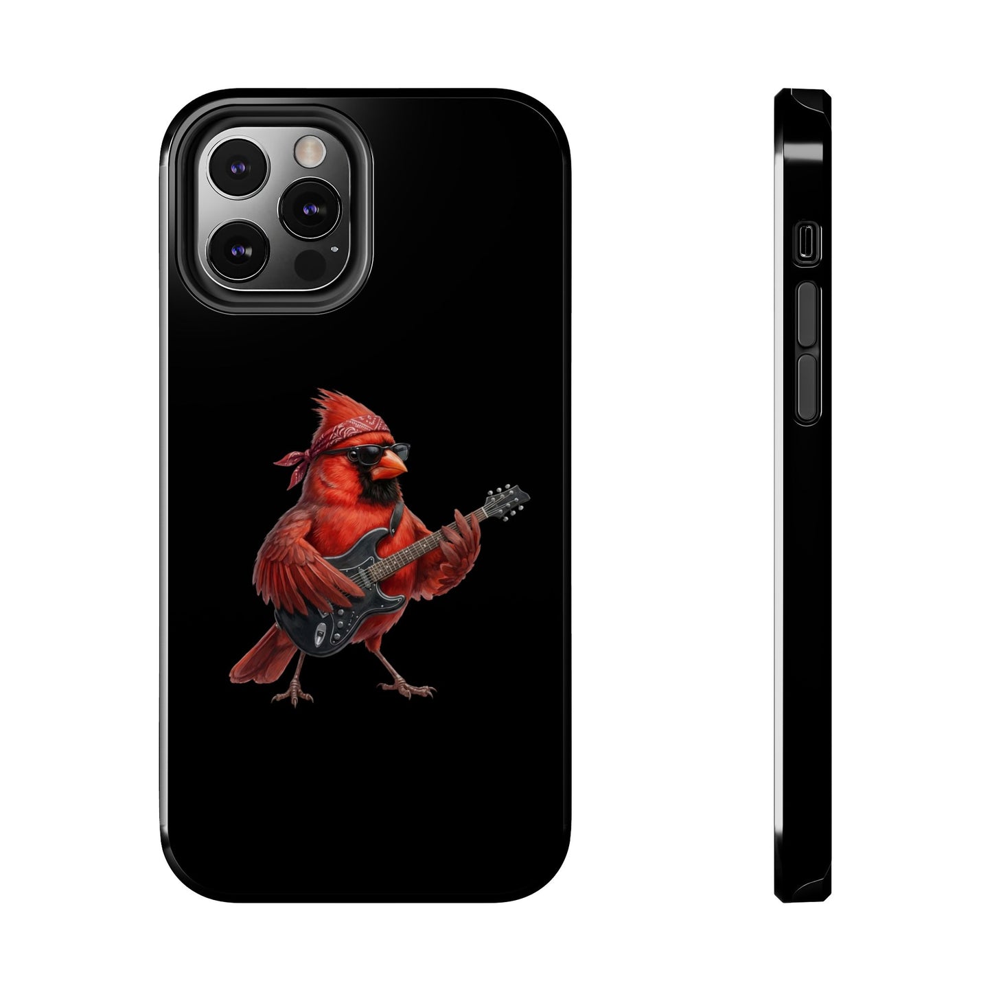 Cardinal with Guitar iPhone Case – Premium Tough Phone Cover Black