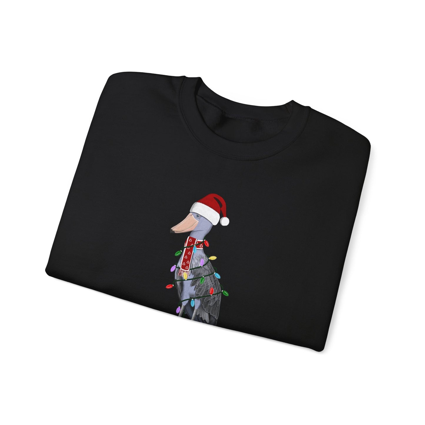 Shoebill with Fairy Lights Santa Claus Christmas Bird Sweatshirt