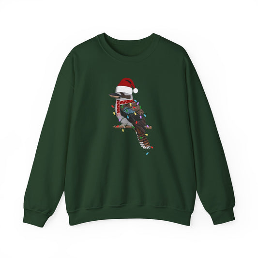 Kookaburra with Fairy Lights Santa Claus Christmas Bird Sweatshirt