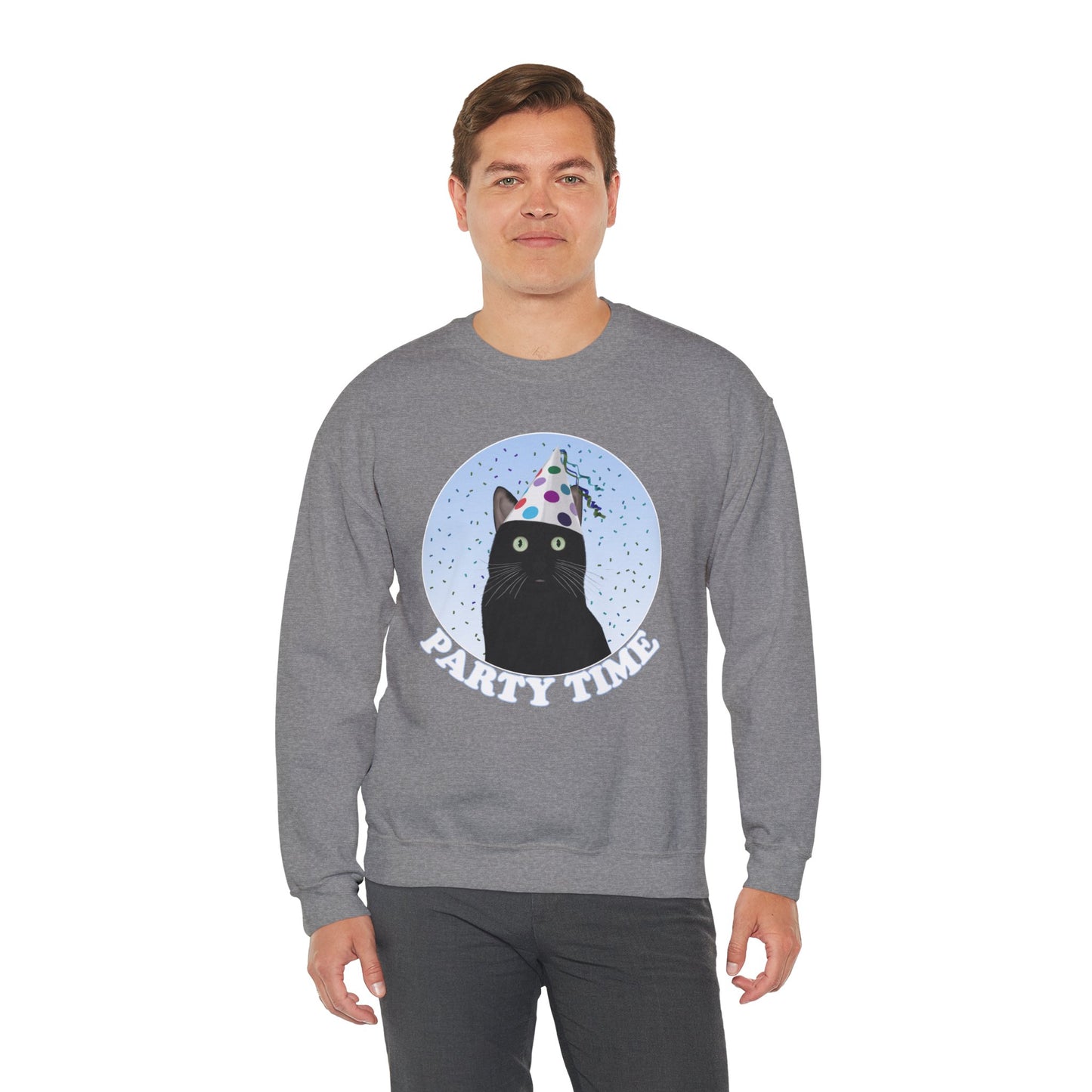 Black Cat Celebrating Party Time Cat Lover Sweatshirt