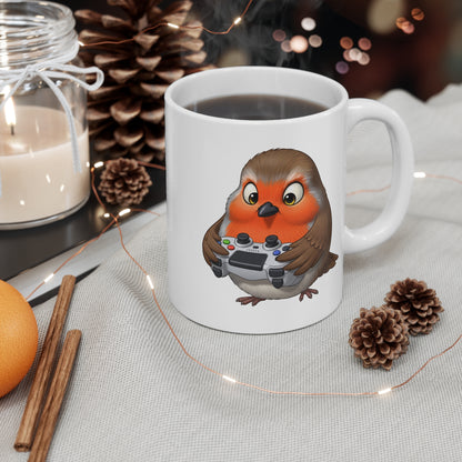 Robin with Controller Video Games Gaming Bird Mug 11oz