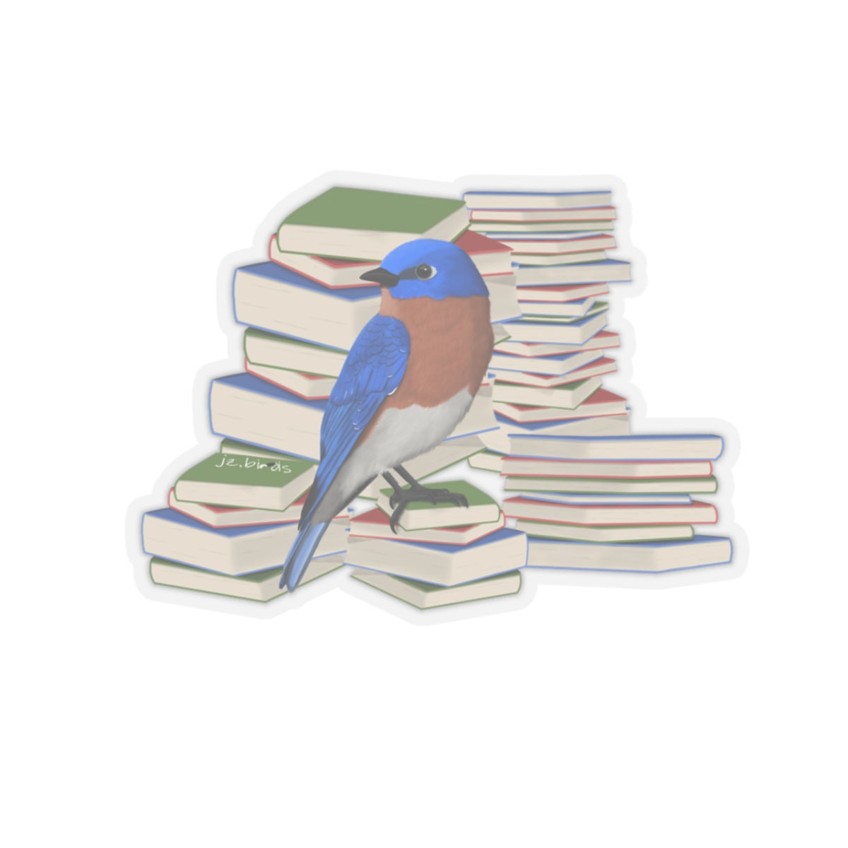 Bluebird Bird and Books Birdlover Bookworm Sticker