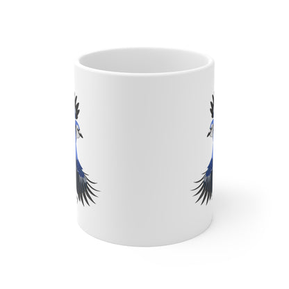 Blue Jay Bird Ceramic Mug Birdwatcher White