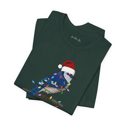 Blue Jay with Fairy Lights Christmas Bird T-Shirt