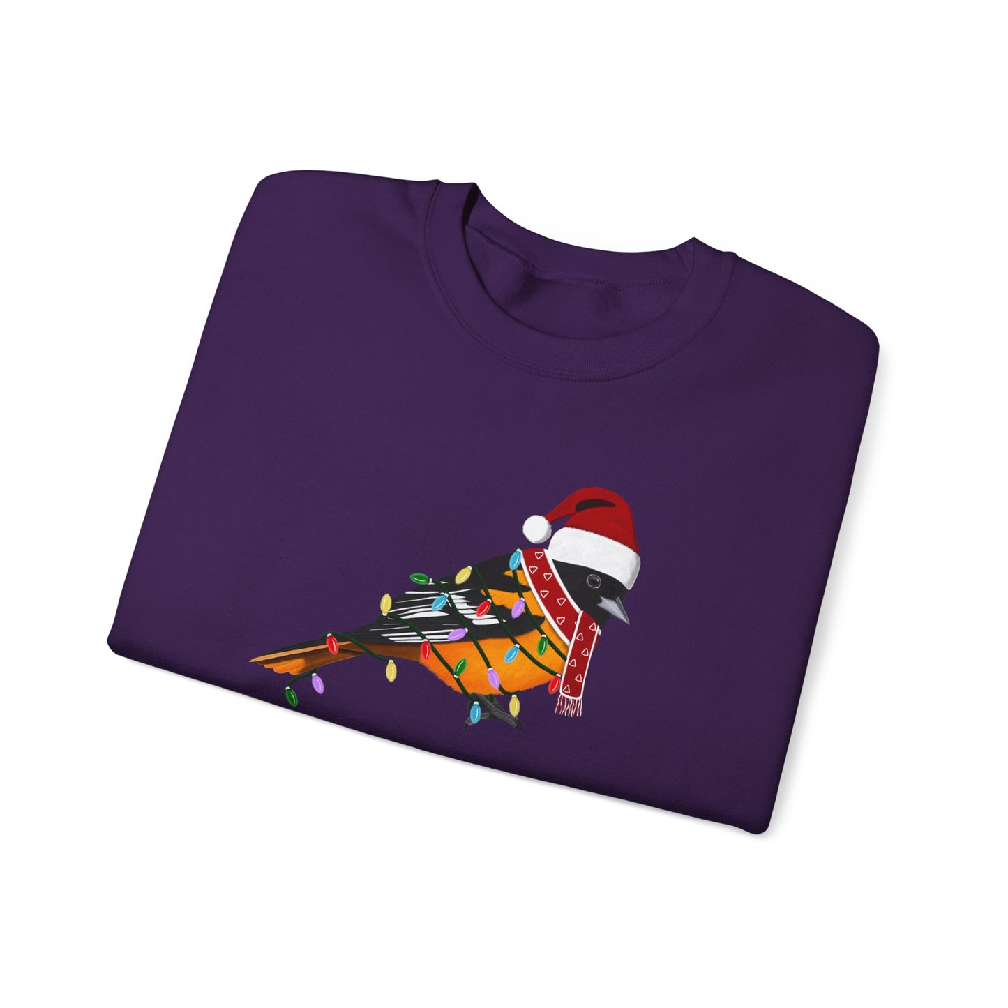 Baltimore Oriole with Fairy Lights Santa Claus Christmas Bird Sweatshirt