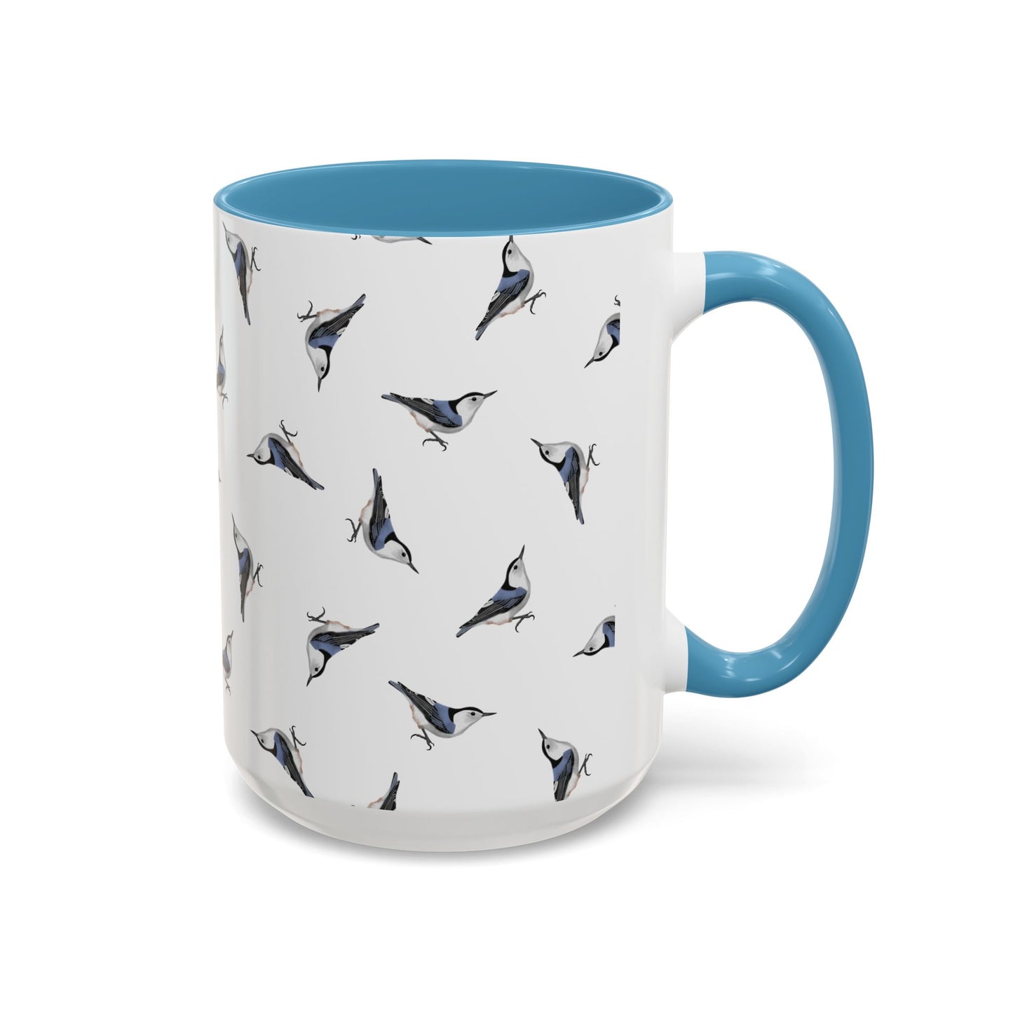Nuthatch All-Over Pattern Accent Mug | Colorful Bird Lover Gift for Birdwatchers