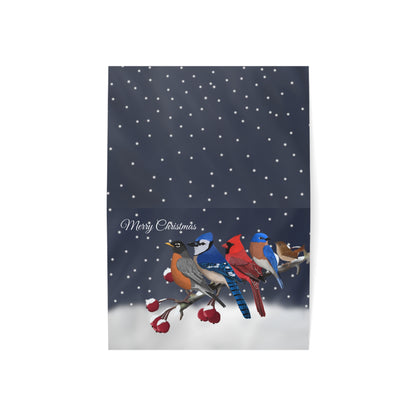 Backyard Birds Bird Art Premium Christmas Card 7x5" | Double-Sided Matte Holiday Greeting