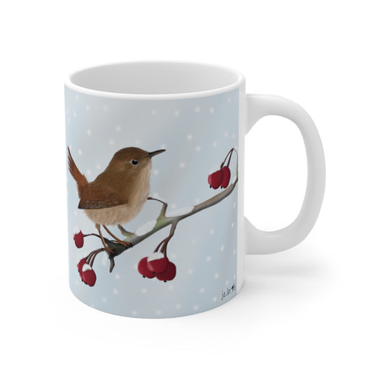 Wren Winter Bird Ceramic Mug 11oz