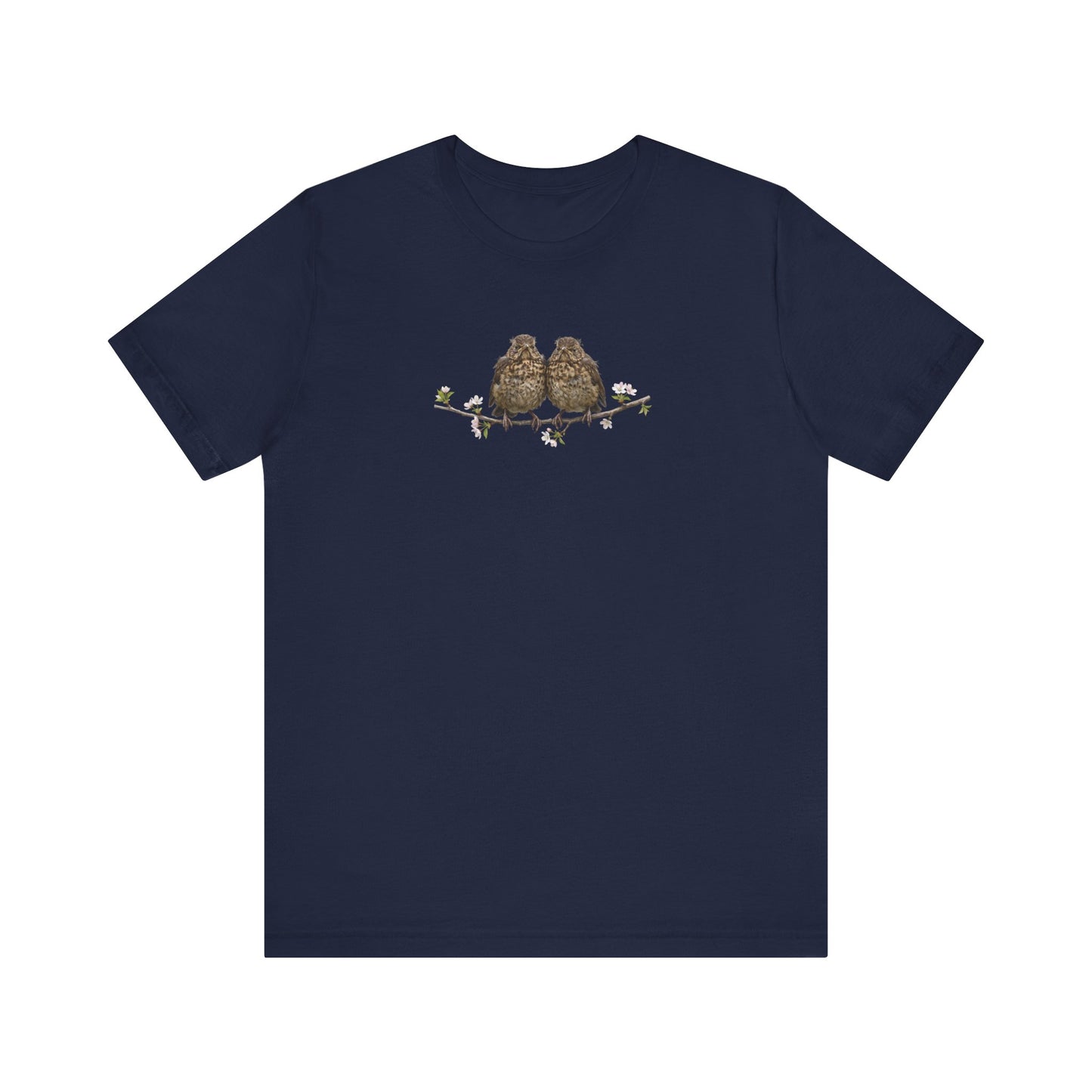 Blackbird Fledgling T-Shirt | Spring Blossoms Unisex Graphic Tee for Bird Watchers