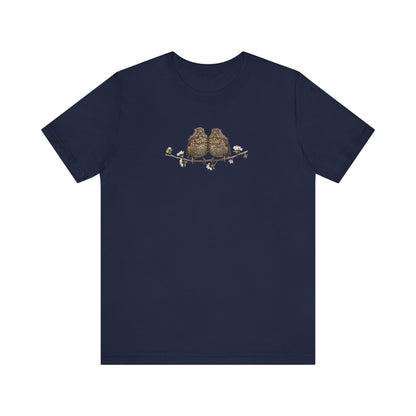 Blackbird Fledgling T-Shirt | Spring Blossoms Unisex Graphic Tee for Bird Watchers