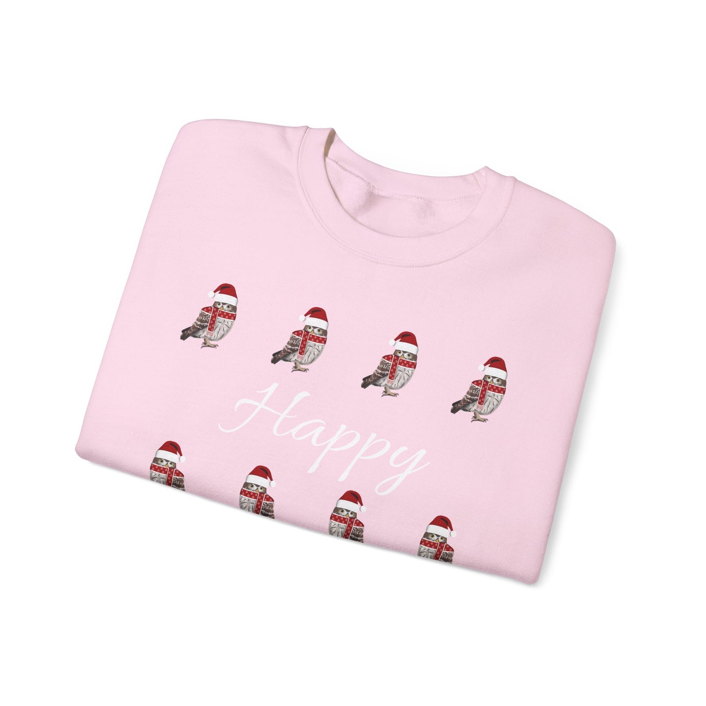 Owl as Santa with Hat and Scarf Happy Holidays Birdwatcher Christmas Bird Sweatshirt