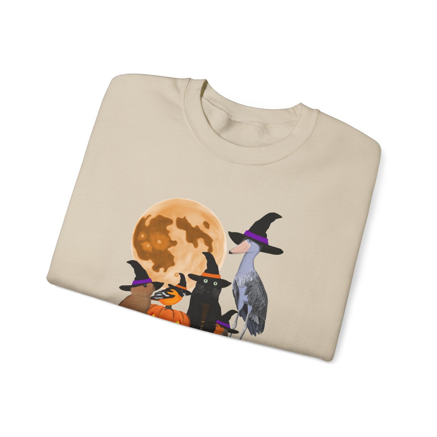 Oriole Robin Shoebill Rabbit with Cat and Bunny Halloween Bird Sweatshirt